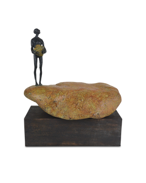 Man on Rock Small Bronze | Currey & Co - 1200-0911