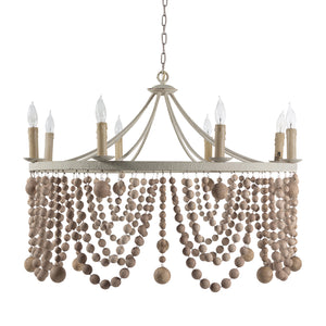 Madeleine Wood Plaster Beige Chandelier | Gabriella White - SCH-159095
