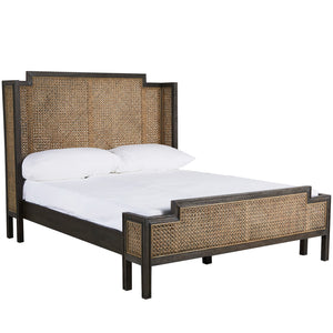 Camille Natural Rattan Wood Transitional Cane Bed - Queen, Brown | Gabriella White - SCH-169345