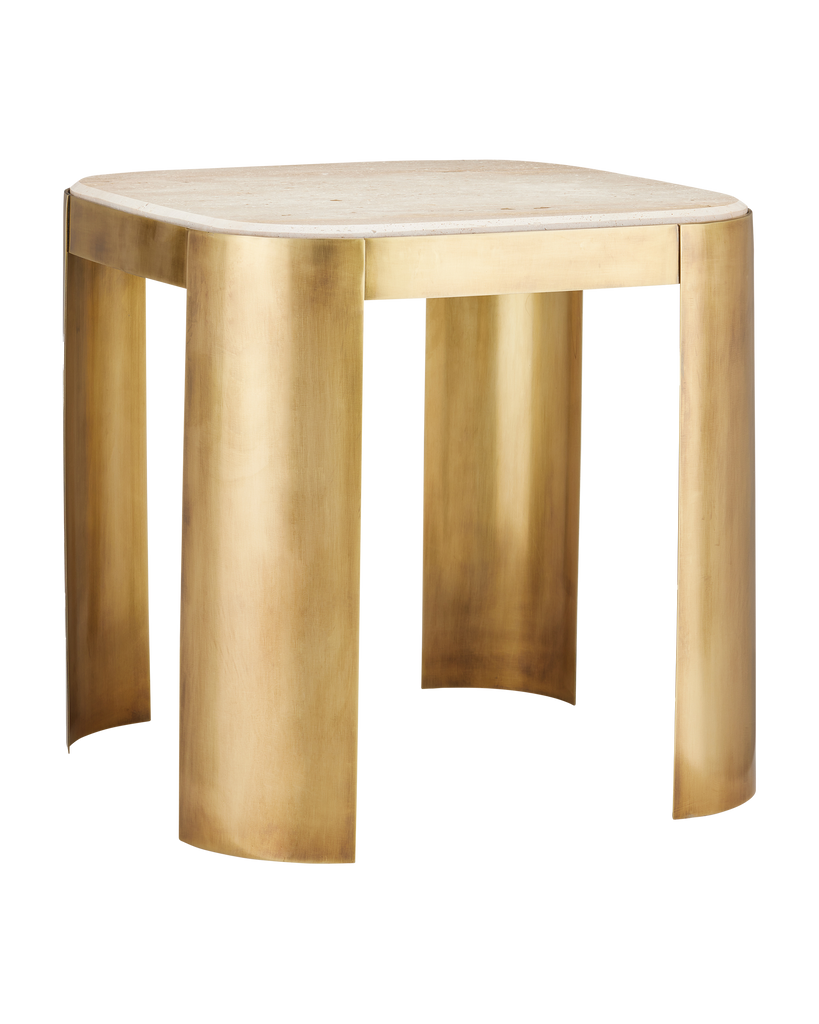 Currey & Co Sev Travertine Accent Table | 4000-0161