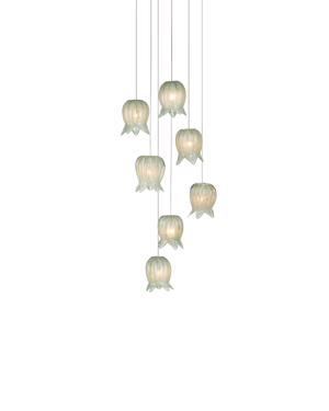 Polpo Green 7-Light Round Multi-Drop Pendant | Currey & Co - 9000-1397
