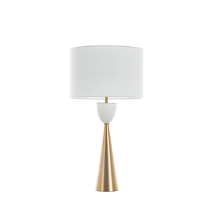 Rome Metal Matte Gold Brass Table Lamp - 30.75 in. H, White | Gabriella White - SCH-175454