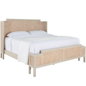 Camille Natural Rattan Wood Transitional Cane Bed - King, White Ivory | Gabriella White - SCH-175593