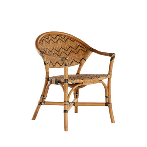 Emmett Natural Rattan Curved Back Dining Chair - Brown Black | Gabriella White - SCH-167260