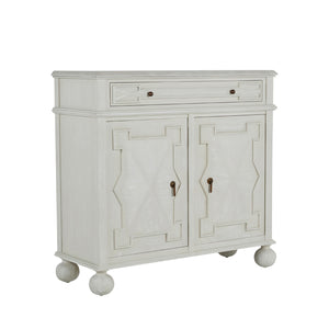 Ezekiel Sungkai Wood Cabinet - 1 Drawer, Cerused White | Gabriella White - SCH-169255