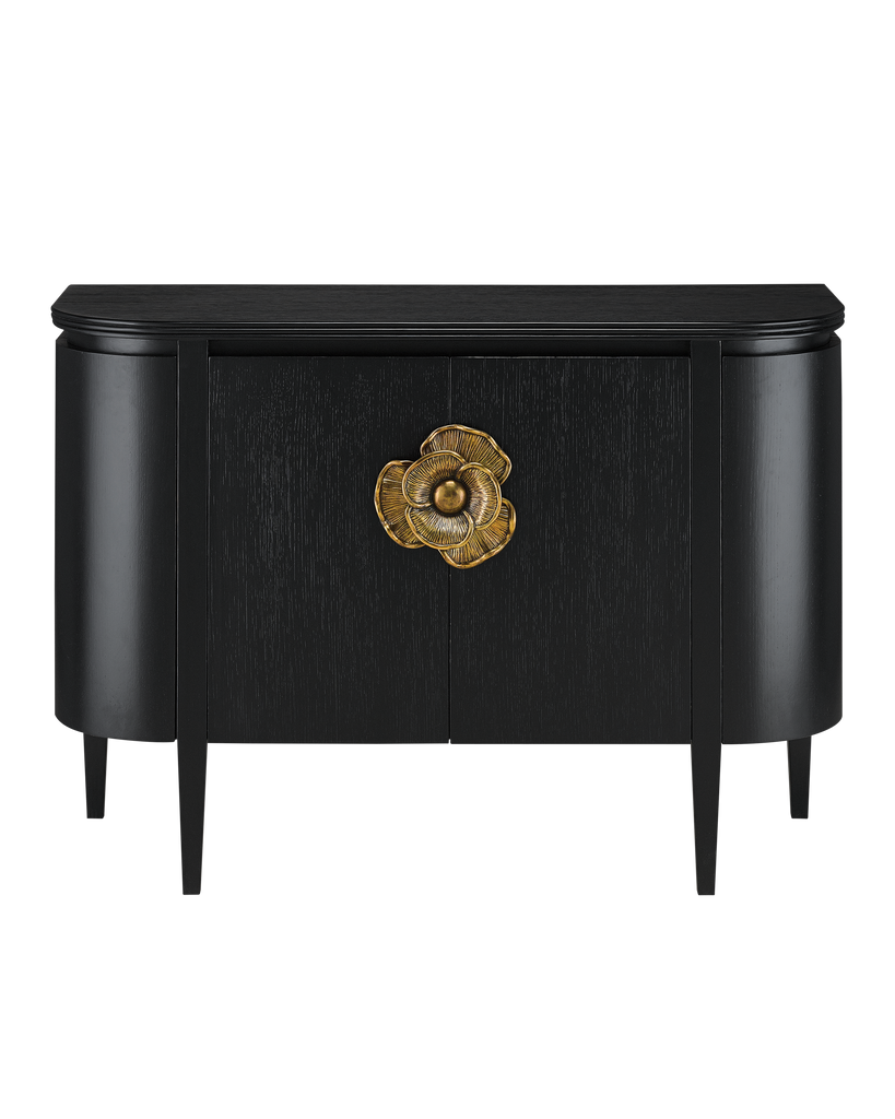 Currey & Co Briallen Black Demi-Lune Cabinet | 3000-0004