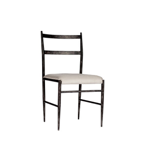 Ward Faux Leather Iron Dining Chair - Brushed Brass White Leather | Gabriella White - SCH-175132