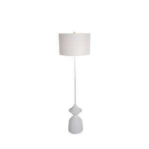 Charta Resin White Base Drum Shade Floor Lamp | Gabriella White - SCH-175474