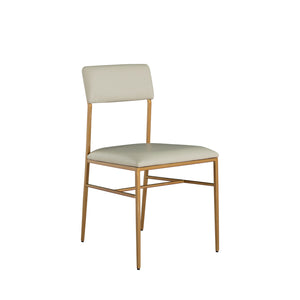 Taliyah Faux Leather Metal Side Chair - Brushed Brass White Leather | Gabriella White - SCH-175542