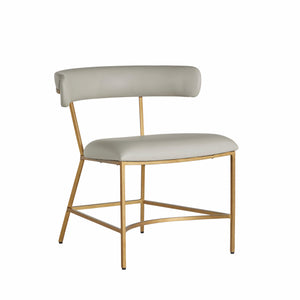 Mason Faux Leather Metal Dining Chair - Gray Antique Gold | Gabriella White - SCH-167080