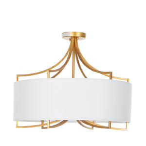 Lacey Metal Vintage Gold Semi-Flush Mount | Gabriella White - SCH-170480