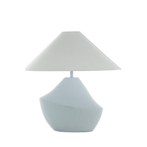 Ares Plaster Feather White Linen Table Lamp | Gabriella White - SCH-175375