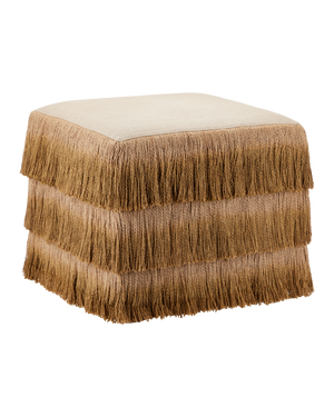 Jute Bronze Fringe Ottoman | Currey & Co - 7000-1302