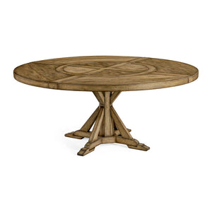 Casually Country Round 72" Solid Wood Dining Table In Medium Driftwood | Jonathan Charles Furniture - 491101-72D-DTM