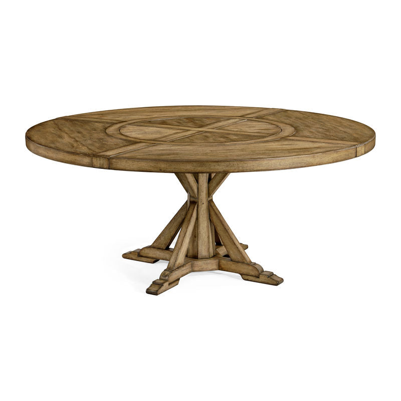 Casually Country Round 72" Solid Wood Dining Table In Medium Driftwood | Jonathan Charles - 491101-72D-DTM