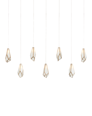Currey & Co Glace White 7-Light Linear Multi-Drop Pendant | 9000-1072