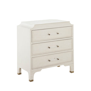 Alexandra Mindi Wood Storage Chest - 3 Drawers, Cerused White | Gabriella White - SCH-175045