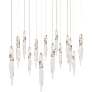 Kindjal 14 Multi-Light Pendant (Linear Canopy) in Polished Nickel with Clear Optic Crystal | Schonbek - BPD13214L-PN