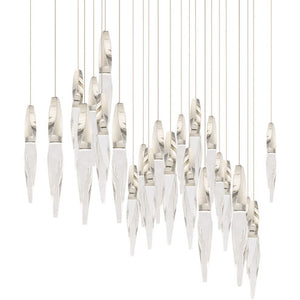 Kindjal 23 Multi-Light Pendant (Linear Canopy) in Polished Nickel with Clear Optic Crystal | Schonbek - BPD13223L-PN