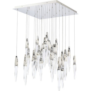 Kindjal 25 Multi-Light Pendant (Square Canopy) in Polished Nickel with Clear Optic Crystal | Schonbek - BPD13225S-PN