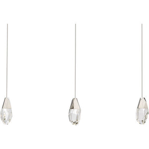 Martini 3 Multi-Light Pendant (Linear Canopy) in Polished Nickel with Optic Haze Quartz | Schonbek - BPD20203LOH-PN