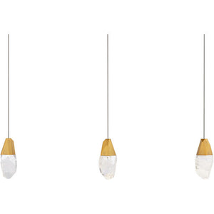Martini 3 Multi-Light Pendant (Linear Canopy) in Aged Brass with Clear Optic Crystal | Schonbek - BPD20203LO-AB