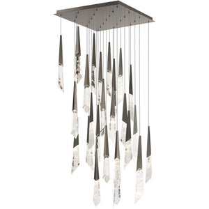 Solitude 25 Multi-Light Pendant (Square Canopy) in Antique Nickel with Optic Haze Quartz | Schonbek - BPD31425S-AN