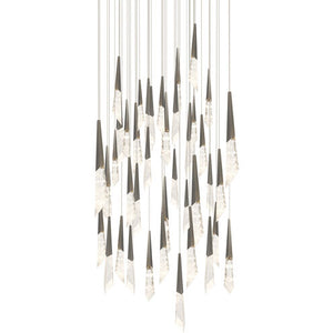 Solitude 41 Multi-Light Pendant (Square Canopy) in Antique Nickel with Optic Haze Quartz | Schonbek - BPD31441S-AN