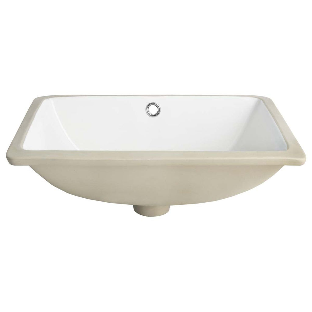 Solea Seaton Porcelain Ceramic Vitreous Rectangular 18.5 Inch White Undermount Bathroom Sink With Overflow Drain