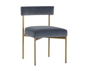 Seneca Dining Chair - Antique Brass - Velvet Slate (Set of 2) | Sunpan Furniture - 103365