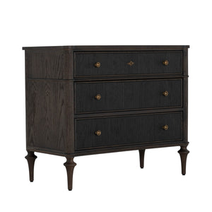Andrea Oak Wood Chest - 3 Drawers, Dark Stained Oak | Gabriella White - SCH-175608