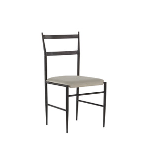 Ward Faux Leather Iron Tapered Legs Dining Chair - Brushed Black White | Gabriella White - SCH-240510