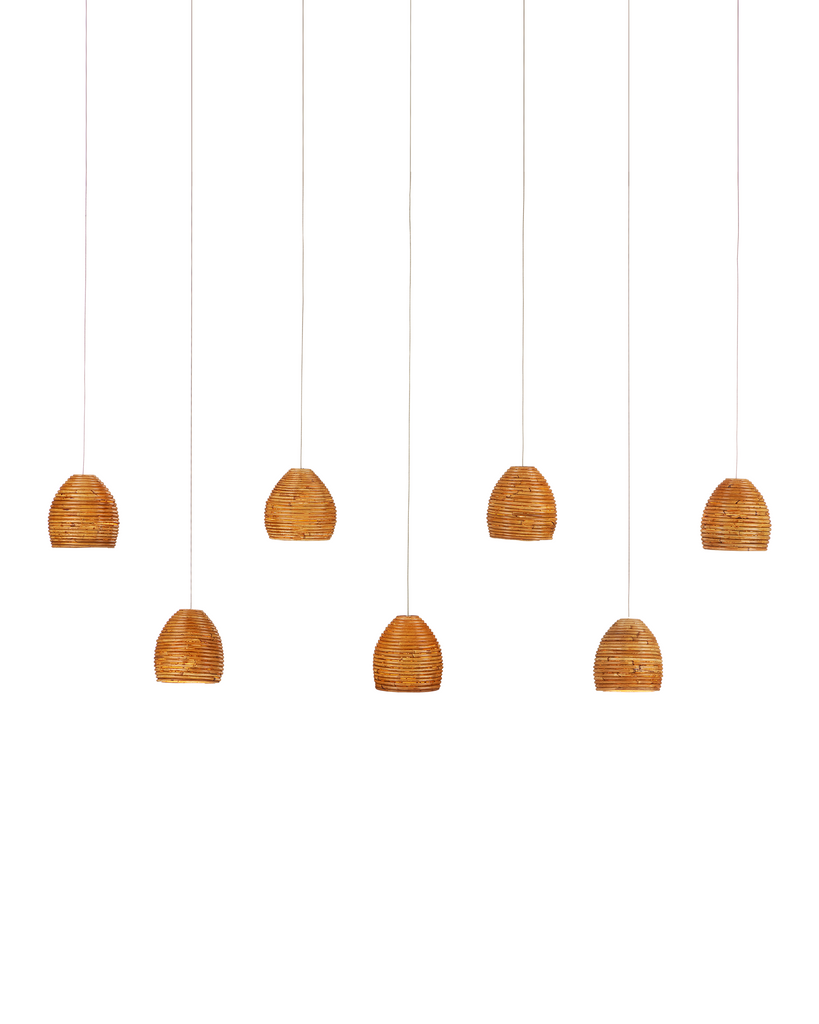 Currey & Co Beehive 7-Light Linear Multi-Drop Pendant | 9000-1067