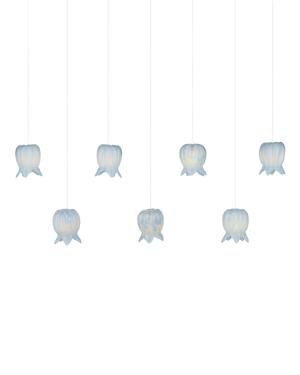 Polpo Blue 7-Light Linear Multi-Drop Pendant | Currey & Co - 9000-1418