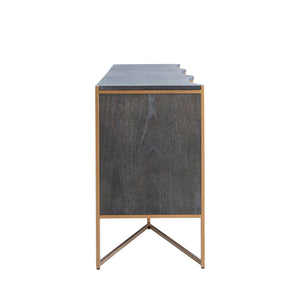 Jameson Iron Mahogany Media Cabinet - 2 Drawers, Natural Black Faux Shagreen | Gabriella White - SCH-160415