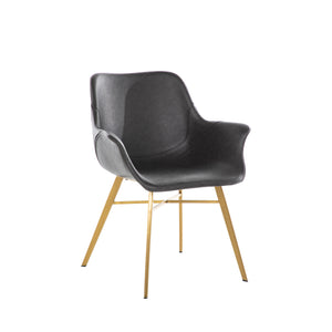 Channing Faux Leather Metal Dining Chair - Charcoal Brown | Gabriella White - SCH-192351