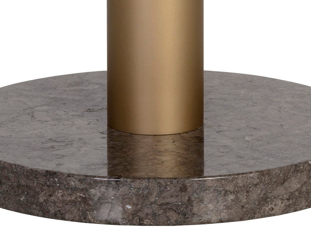 Monaco Dining Table - Gold - Grey Marble / Charcoal Grey - 48" | Sunpan Furniture - 105882
