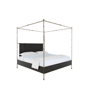Reese Wood Metal Modern Canopy Bed - King, Black, Dark Antique Brass | Gabriella White - SCH-175598