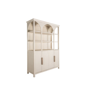 Edison Wood Storage Cabinet - 4 Shelves, Cerused White Natural Bay | Gabriella White - SCH-170280