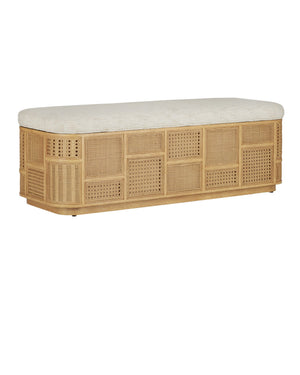 Currey & Co Anisa Sea Sand Storage Bench, Dunmeyer Parchment | 7000-0662