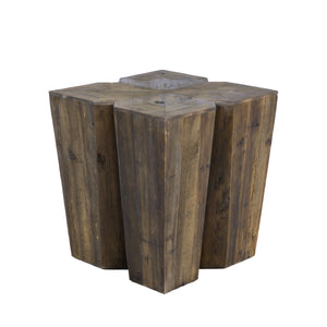 Arthur Mindi Wood Unique Pedestal Side Table - Vintage Gray | Gabriella White - SCH-153875