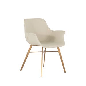 Channing Faux Leather Metal Dining Chair - White Gold | Gabriella White - SCH-175624