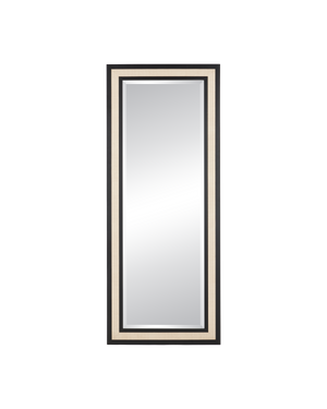 Deanna Ivory Raffia Rectangular Floor Mirror | Currey & Co - 1000-0188