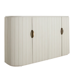 Isadora Wood Fluted Sideboard - 2 Shelves, Sesame White | Gabriella White - SCH-175531
