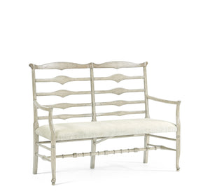 Casual Accents Whitewash Ladderback Bench, Uph | Jonathan Charles Furniture - 492803-DTW-F400