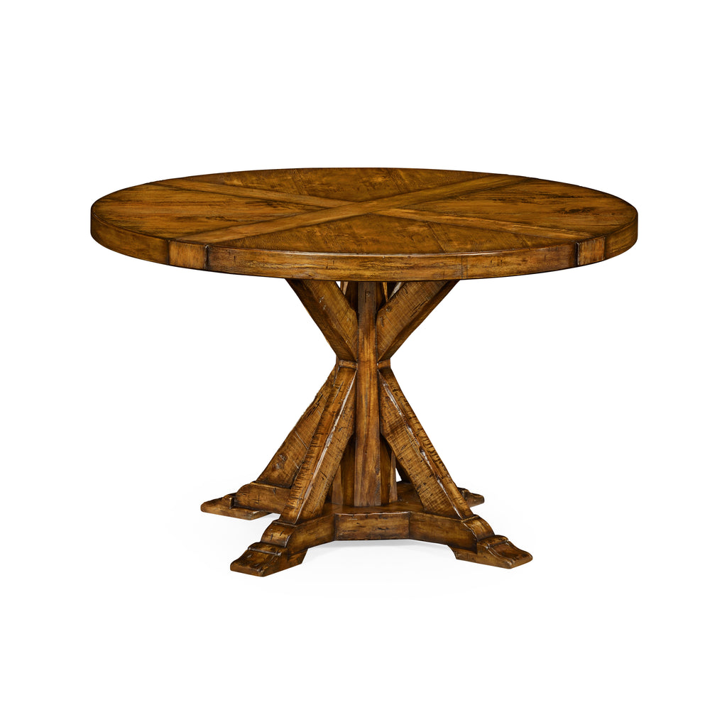 Casual Accents Country Walnut Round Wood Dining Table | Jonathan Charles - 491086-48D-CFW