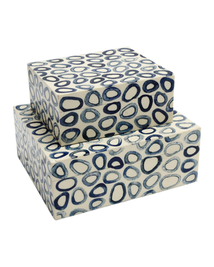 Ovoid Blue Box Set of 2 | Currey & Co - 1200-1134