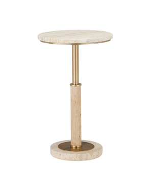 Currey & Co Miles Travertine Accent Table | 4000-0183