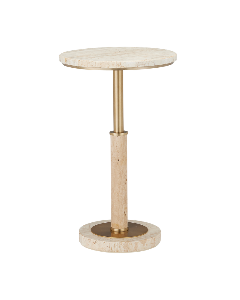 Currey & Co Miles Travertine Accent Table | 4000-0183