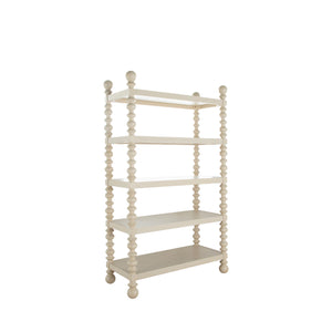 Natalie Ash Wood Bookcase - 5 Shelves, Cerused White | Gabriella White - SCH-175890